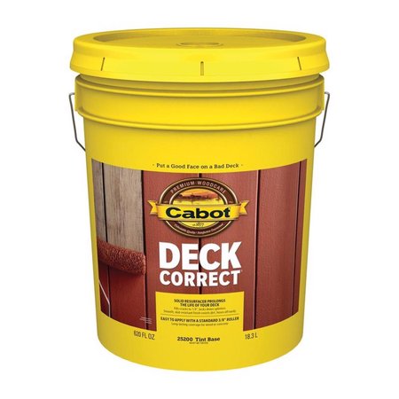 CABOT DeckCorrect Solid Tintable Tint Base Water-Based Acrylic Deck Stain 5 gal 140.0025200.008